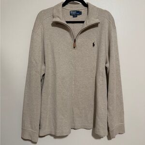 Vintage Polo Ralph Lauren tan 1/4 zip estate rib size Large 100% cotton